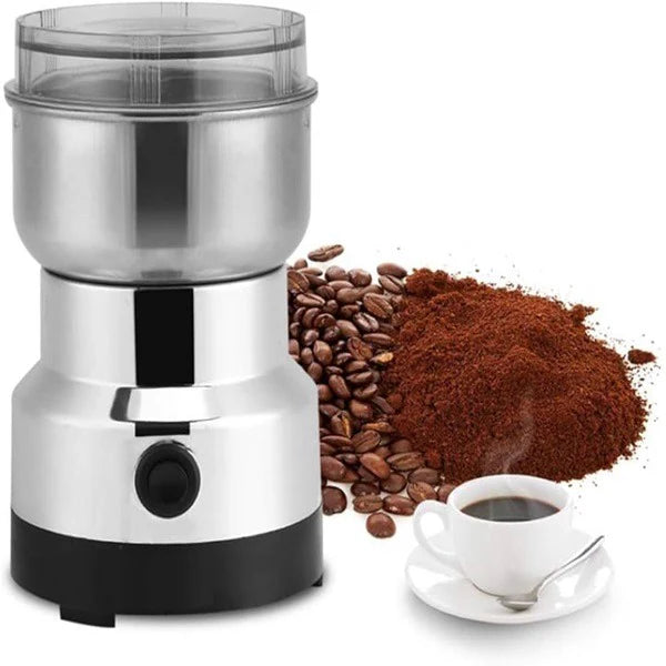 Stainless Steel Multifunctional Grinder & Coffee Maker, Mini Spice, Coffee and Masala Grinder for Beans, Nuts, and Grains, Household Electric Mixer Grinder (Silver)