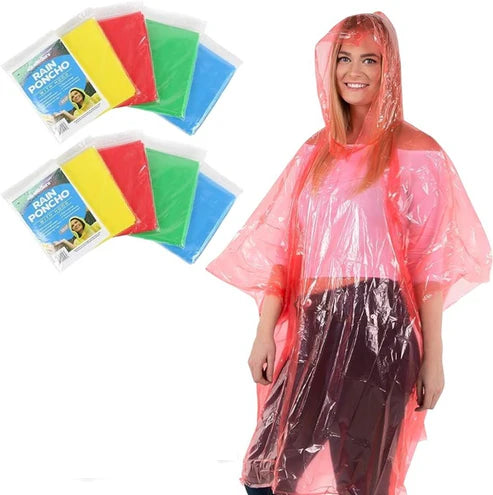Poncho Rain Coat with Hood Raingear for Outdoor Activities and Travel Rainsuit Rain Protection Barsaati Water Resistant Reusable Rainwear for Men Women (Random colour)